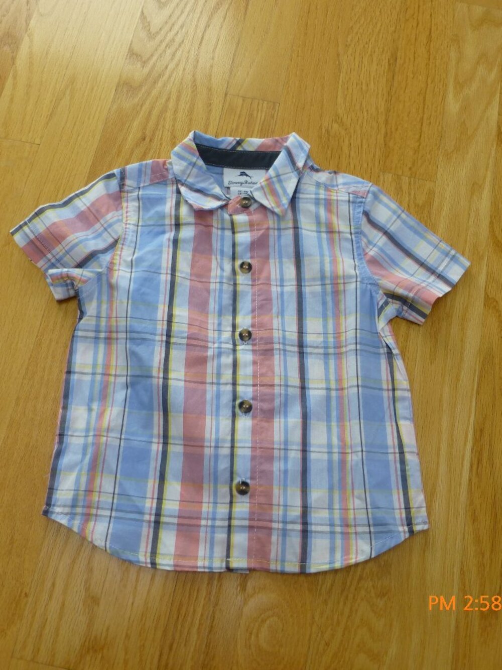 TOMMY BAHAMA 100% Cotton Boys 18M months Plaid Button Short sleeve shirt